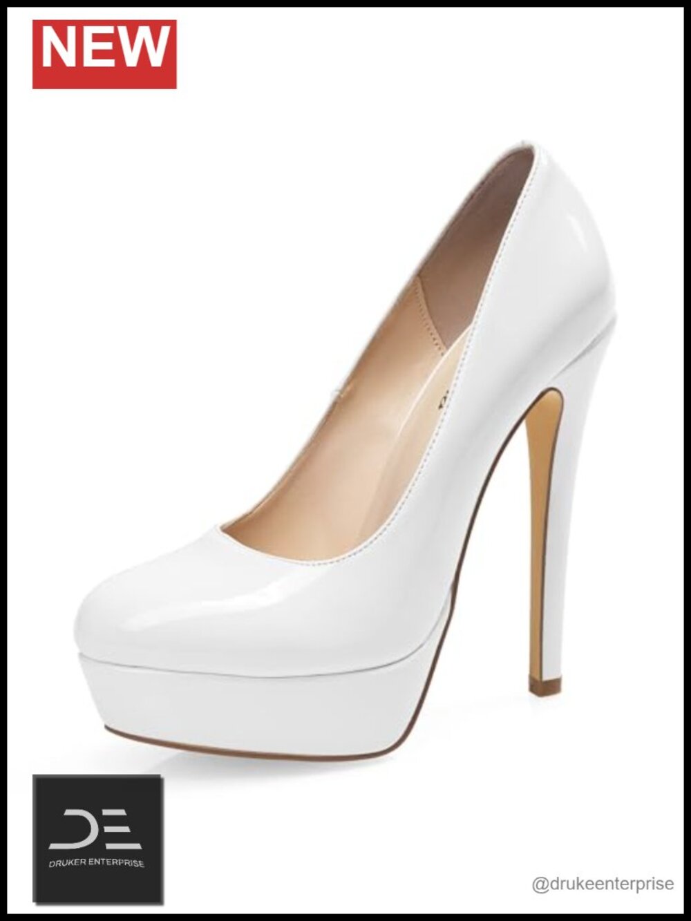 Genuine Patent Leather Pump 5.5" Heel Platform Stiletto Round Toe